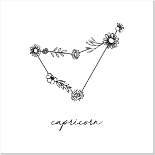 Capricorn Zodiac Wildflower Constellation Posters and Art